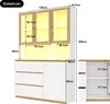 Merax Glasvitrine, mit LED-Beleuchtung, 3 Schubladen, 4 Produktbild-Vorschau 6