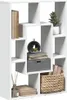 A white modular bookshelf filled with decorative items and books. Náhled obrázku produktu