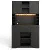 Küchen-Buffetschrank Hochschrank mit LED-Beleuchtung & Produktbild-Vorschau 15