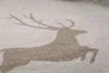 A close-up of a deer silhouette printed on a light gray fabric. Produktbild-Vorschau