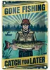 Blechschild Retro 12x18cm Gone Fishing Angeln Produktbild-Vorschau 1
