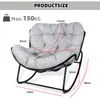 A diagram showing the dimensions of a gray rocking chair. Produktbild-Vorschau