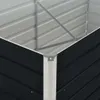 A close-up view of the corner of a raised garden bed, showing the metal construction and corner support. Podgląd zdjęcia produktu