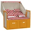 Möbel Strandkorb mit Kissen Poly Rattan und Massivholz Rot Produktbild-Vorschau 3