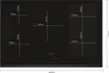A top-down view of a black induction cooktop with dimensions marked. Produktbild-Vorschau