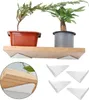 Two potted plants on a wooden shelf, with shelf brackets shown in detail. Produktbild-Vorschau