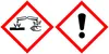 Two hazard warning symbols are displayed side-by-side on a white background. Produktbild-Vorschau