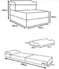 Diagram showing the dimensions of a sofa bed and a pillow. Náhled obrázku produktu