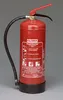 A red fire extinguisher with a black hose and base, set against a plain gray background. Náhled obrázku produktu