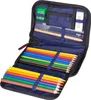 An open pencil case filled with colored pencils, a ruler, an eraser, and a sharpener. Anteprima dell’immagine prodotto
