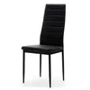 A black dining chair with a high back and horizontal stitching, shown from the front on a white background. Podgląd zdjęcia produktu