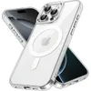 A clear protective case for an iPhone, showcasing its MagSafe compatibility. Produktbild-Vorschau