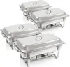A set of four stainless steel chafing dishes are arranged in a staggered formation against a white background. Náhled obrázku produktu