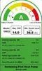 An energy efficiency label for a swimming pool heat pump. Produktbild-Vorschau