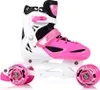 A single pink and white inline skate is shown against a white background. Náhľad obrázku produktu