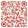 A QR code with Target-like logos in the corners. Produktbild-Vorschau