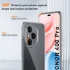 A clear phone case is shown on a phone, highlighting its protective features. Podgląd zdjęcia produktu