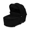 A black baby stroller bassinet is shown against a white background. Produktbild-Vorschau