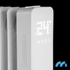 A close-up of a white electric radiator with a digital display showing the temperature. Produktbild-Vorschau