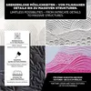 A collage of images showcasing different textures and applications of a structure paste, with accompanying text in German and English. Produktbild-Vorschau