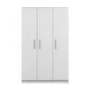 A white wardrobe with three doors and silver handles, presented against a white background. Produktbild-Vorschau