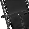 Close-up view of the armrest and fabric of a black folding chair. Produktbild-Vorschau