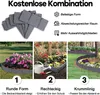 Collage of images showing garden edging in different shapes and applications, with text explaining features. Produktbild-Vorschau