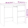 A line drawing of a desk with dimensions indicated by text and lines. Voir les images du produit