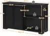 A black sideboard with dimensions and weight capacity indicated by text and icons. Produktbild-Vorschau