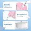 A collage showcasing the features of a water filter pitcher, with images illustrating automatic water inlet, dust-proof spout, and sealed design. Podgląd zdjęcia produktu