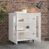 A white wooden cabinet with glass doors is shown in a room with a brick wall. Anteprima dell’immagine prodotto