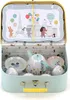 A children's toy tea set inside an open suitcase. Produktbild-Vorschau