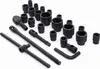 A collection of black metal socket wrenches and extensions laid out on a white background. Produktbild-Vorschau