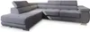 A grey sectional sofa with adjustable headrests and a chaise lounge is shown against a white background. Produktbild-Vorschau
