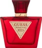 A red perfume bottle with a gold accent and a triangular label. Voir les images du produit