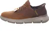 A side view of a brown Skechers men's slip-on sneaker. Voir les images du produit
