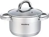 A stainless steel pot with a glass lid and handles. Náhled obrázku produktu