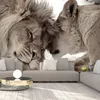 Vlies Fototapete - Lion Tenderness (Sepia) 400x280 cm Tiere Produktbild-Vorschau 2