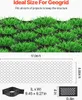 A close-up view of a geogrid structure filled with grass, with diagrams showing dimensions below. Podgląd zdjęcia produktu