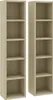 Two identical tall, narrow wooden bookcases. Podgląd zdjęcia produktu