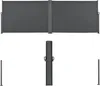 A product image showing a double side awning in both extended and retracted states, along with its support poles. Náhled obrázku produktu
