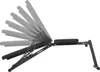 A black adjustable weight bench shown from the side with multiple ghosted images indicating its adjustable backrest. Náhľad obrázku produktu