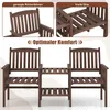A collage of images showing a wooden garden bench with a table. Produktbild-Vorschau