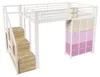 Hochbett 140x200 cm Metall Weiß, platzsparendes Etagenbett Produktbild-Vorschau 10