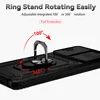 A black phone case with a rotating ring stand is shown from a diagonal angle. Produktbild-Vorschau