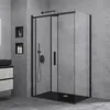 A modern bathroom with a black framed glass shower enclosure. Produktbild-Vorschau