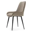 A single beige upholstered dining chair with black legs, presented against a white background. Náhľad obrázku produktu