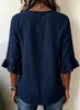 ASKSA Damen Bluse Musselin Tshirt V-Ausschnitt 3/4 aermel Produktbild-Vorschau 6