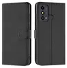 A black flip case for a smartphone is shown from the front and back. Produktbild-Vorschau