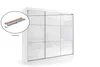 A white sliding door wardrobe with a close-up inset showing hardware components. Produktbild-Vorschau